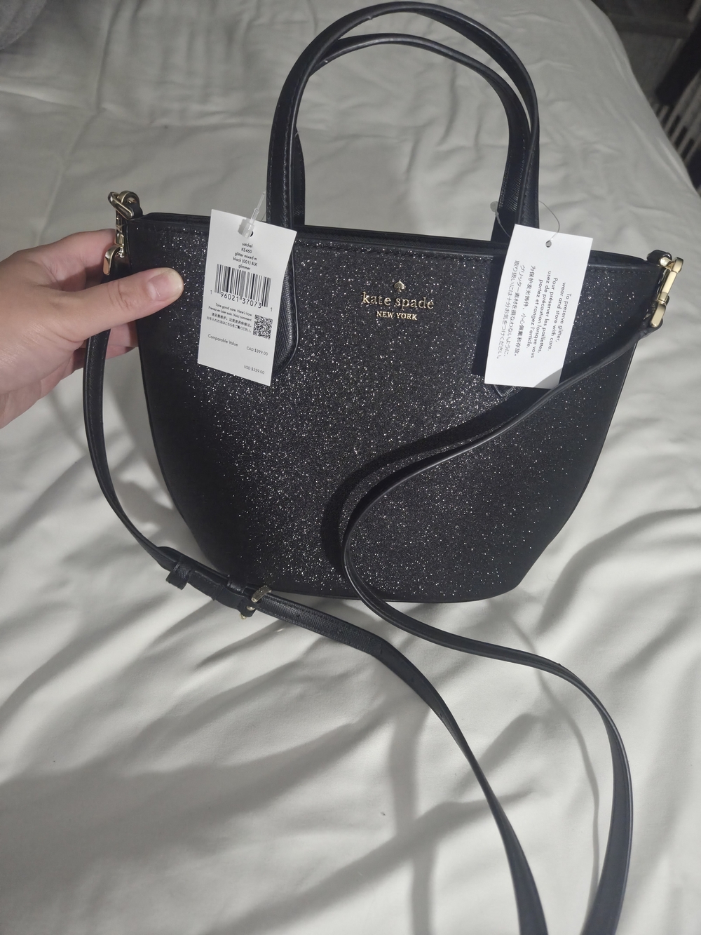 kate spade Black Glitter Crossbody Tote